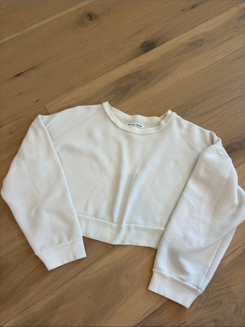 Reformation White Cropped Crewneck Sweatshirt - Picture 1 of 4